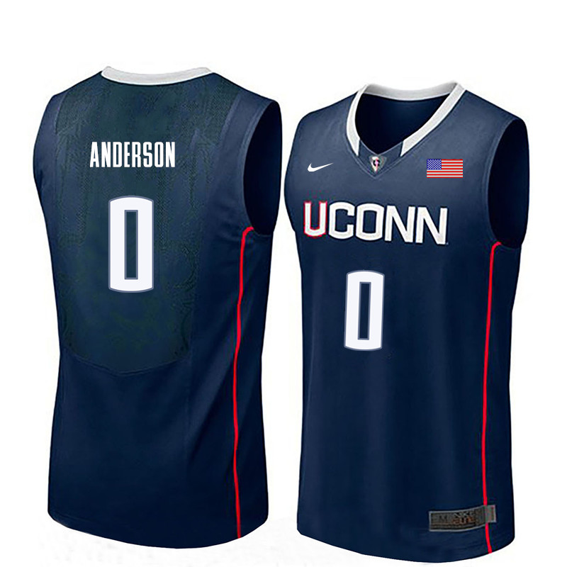 Men Uconn Huskies #0 Antwoine Anderson College Basketball Jerseys-Navy